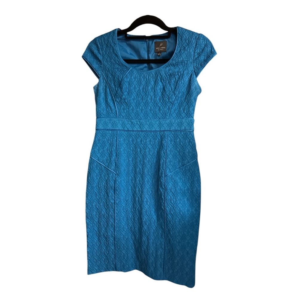Adrianna Papell Blue Sheath Dress with Cap Sleeves
